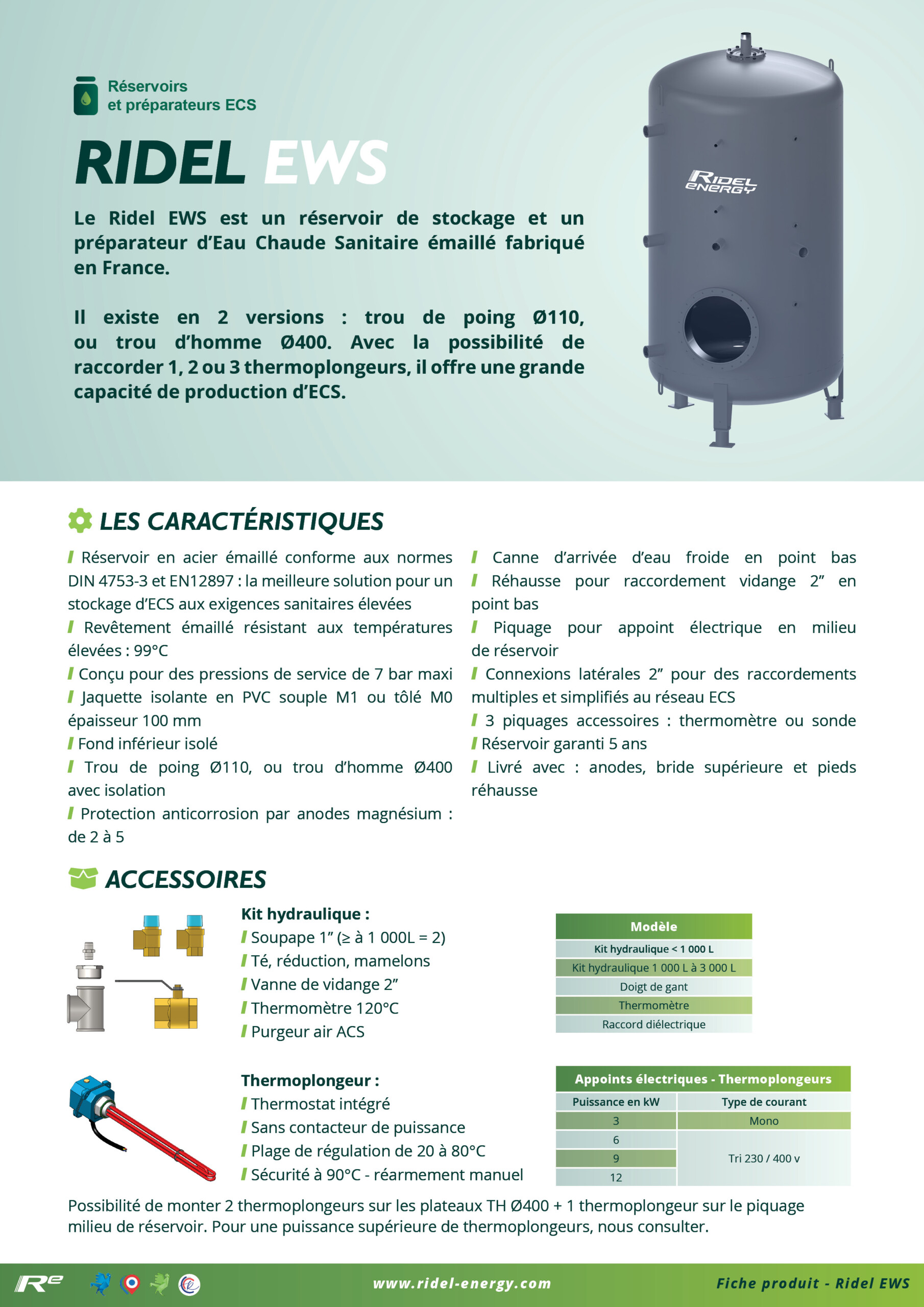 Fiche produit - Ridel EWS