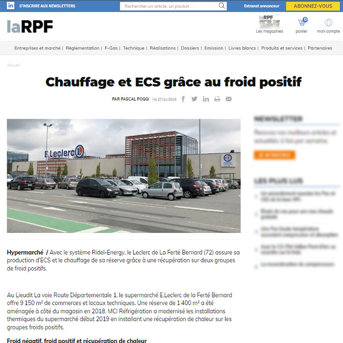 Ils parlent de Rev'o - La RPF - Chauffage et ECS grace au froid positif